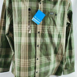 Columbia Regular Fit Size 3XT Green Pattern Shirt